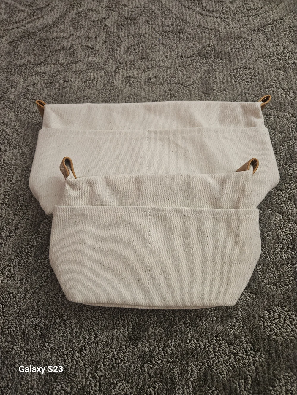 2 Canvas Inner Bag Zipper Clutch Bag Multifunctional Cosmetic Bag, Beige